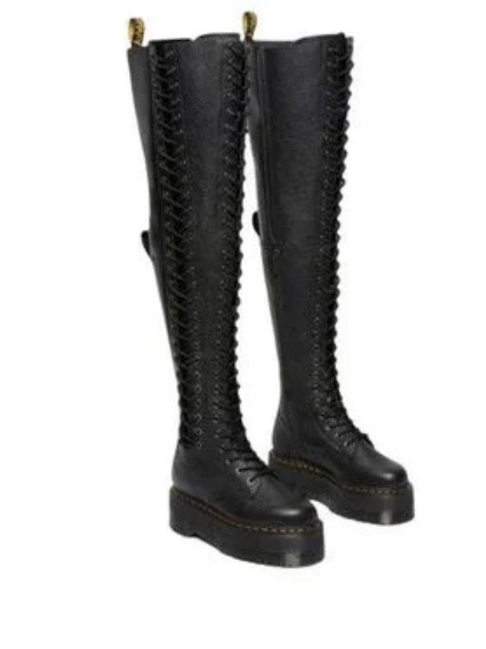 Dr. Martens Black Knee-High Lace-Up Platform Boots